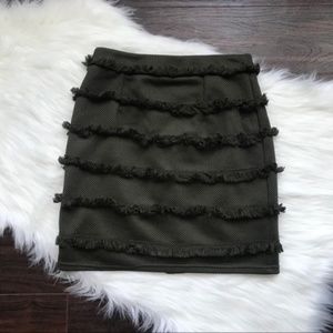 Romeo & Juliet Couture Green Fringe Mini Skirt